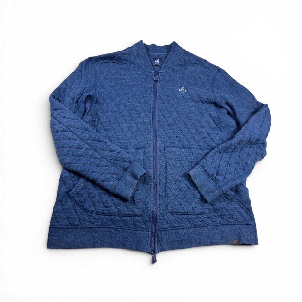 Johnnie O Mens Quilted Bomber Jacket Nautical Navy Full Zip Everyday Utility XL